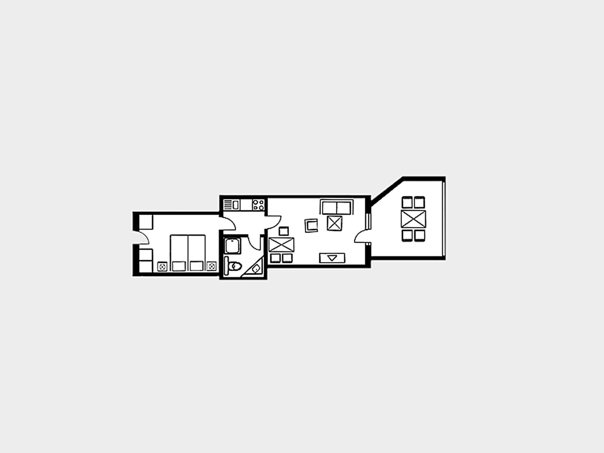Strandvillen Binz Ferienwohnung mit Meerblick, 1 Schlafzimmer und Balkon (SV/617) Insel Rügen - Grundriss