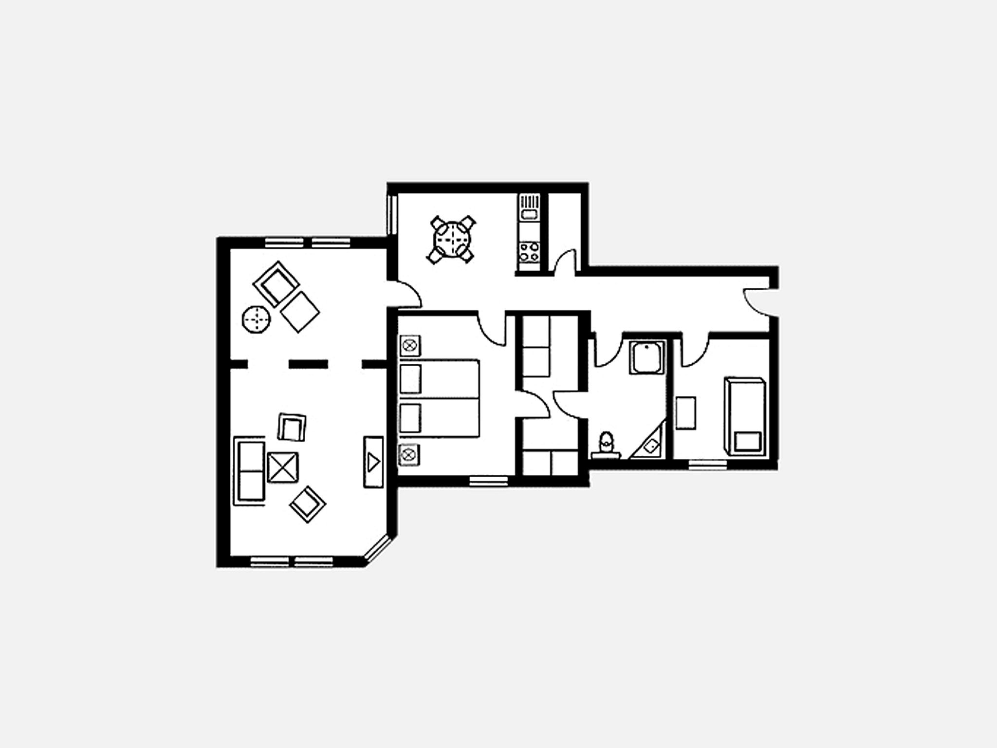 Strandvillen Binz Ferienwohnung mit 2 Schlafzimmern (SV/704) Insel Rügen - Grundriss