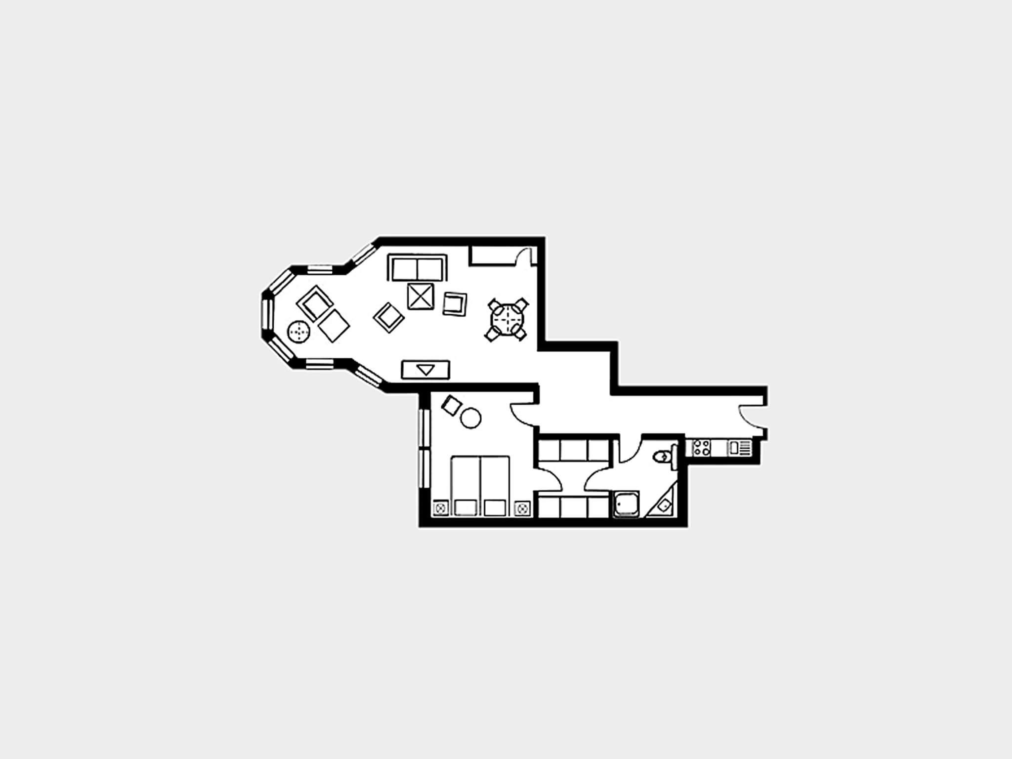 Strandvillen Binz Ferienwohnung mit Meerblick und 1 Schlafzimmer (SV/706) Insel Rügen - Grundriss