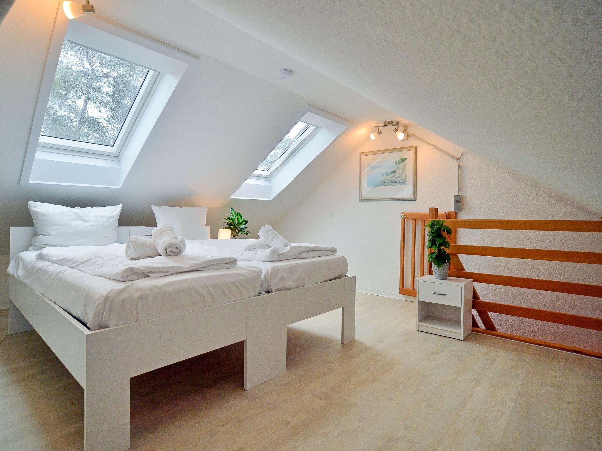 Dünenpark Binz Komfort Ferienwohnung mit 2 Schlafzimmern und Balkon im Dachgeschoss (260) Insel Rügen - Schlafzimmer