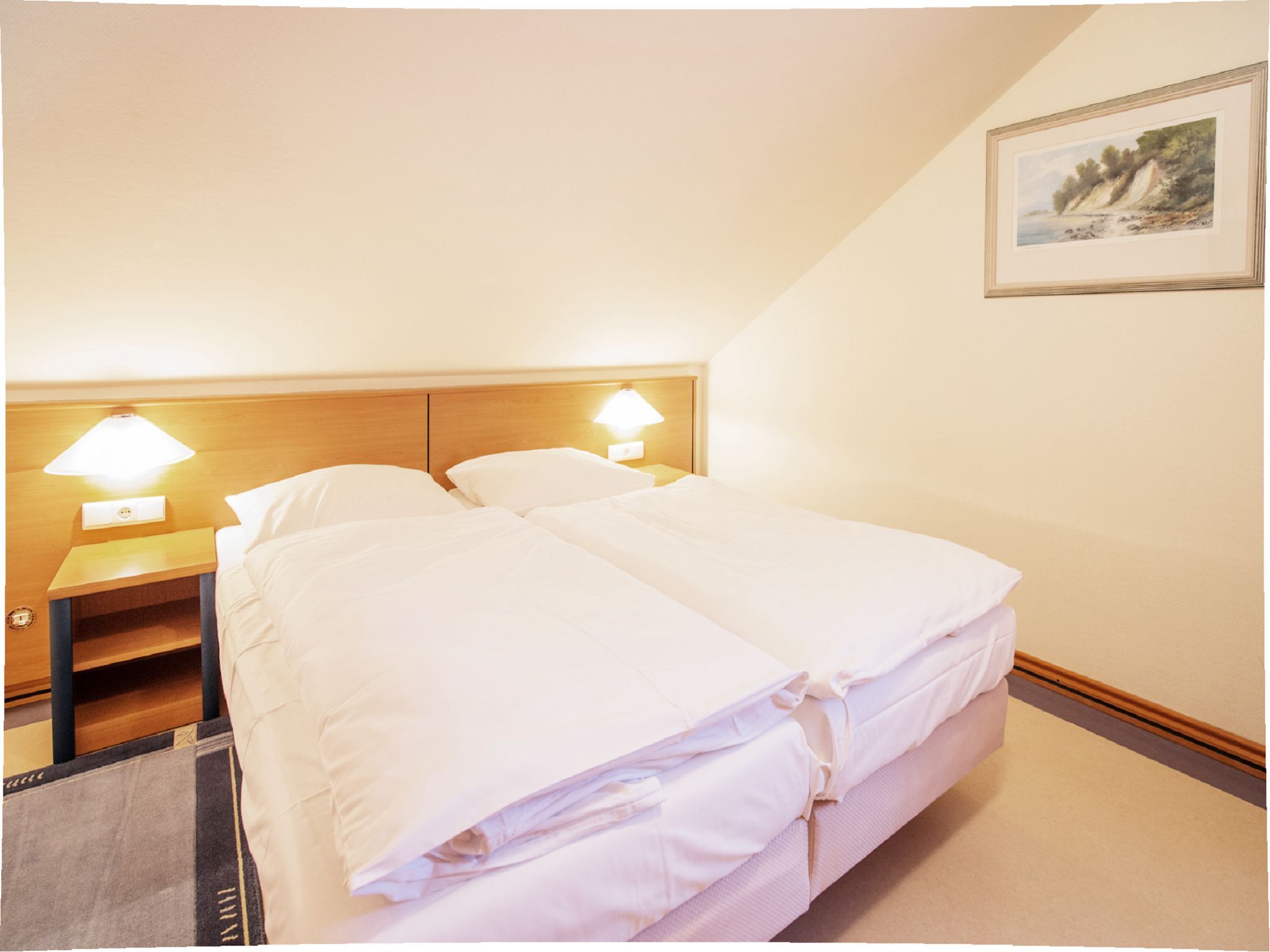 Dünenpark Binz Komfort Ferienwohnung mit 2 Schlafzimmern und Balkon im Dachgeschoss (260) Insel Rügen - Schlafzimmer