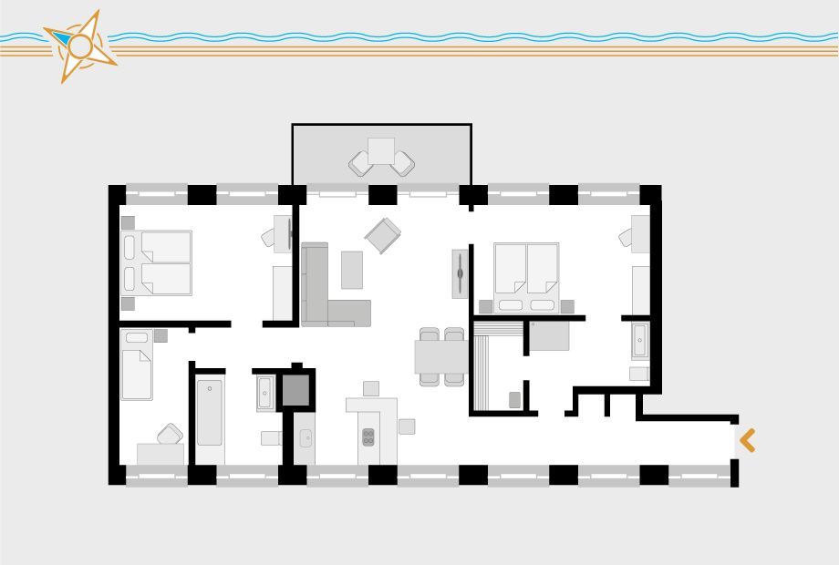 Dünenresidenz Prora Ferienwohnung mit Meerblick, 3 Schlafzimmern und Balkon (NP/207) Insel Rügen - Grundriss