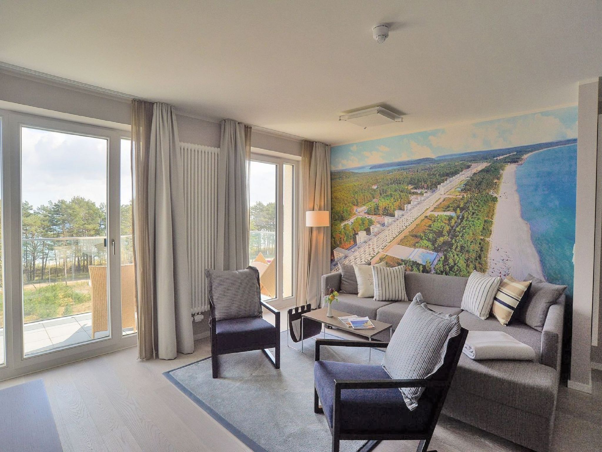 Dünenresidenz Prora Skysuite mit Meerblick, 1 Schlafzimmer und Dachterrasse (NP/508) Insel Rügen - Wohnzimmer