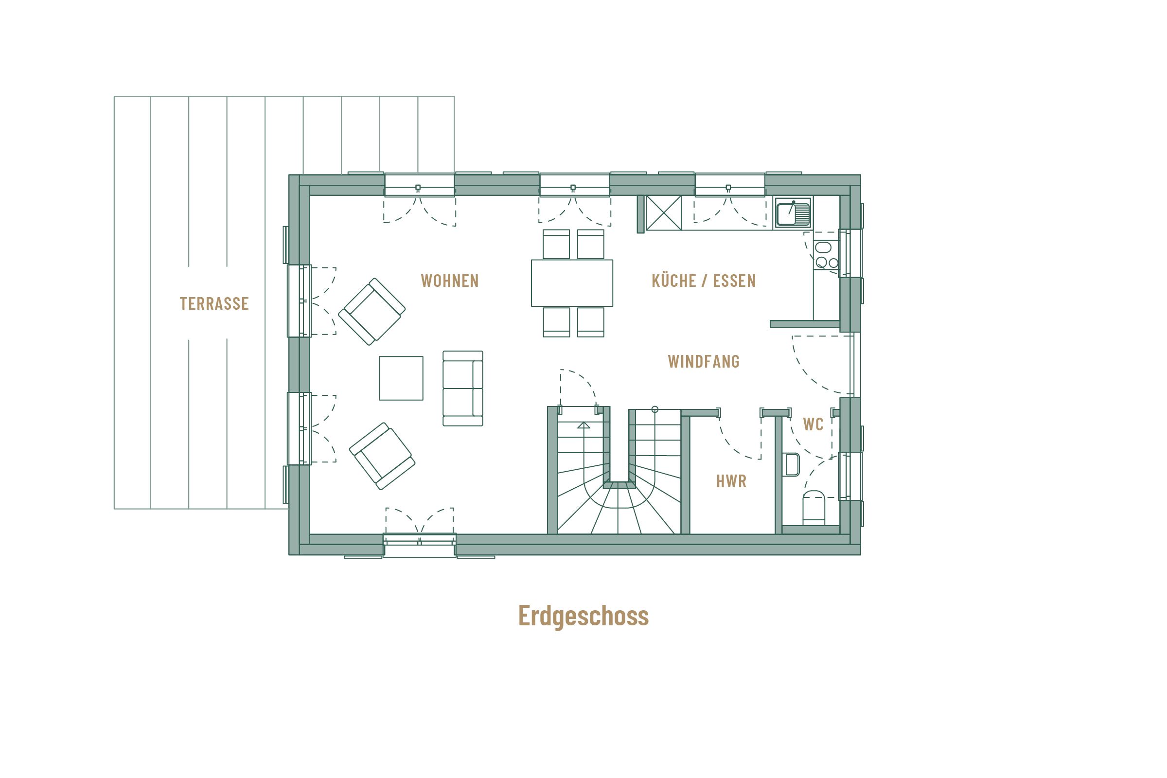 Superior Reetdachvilla mit 2 Schlafzimmern und Kamin (E28) - Grundriss