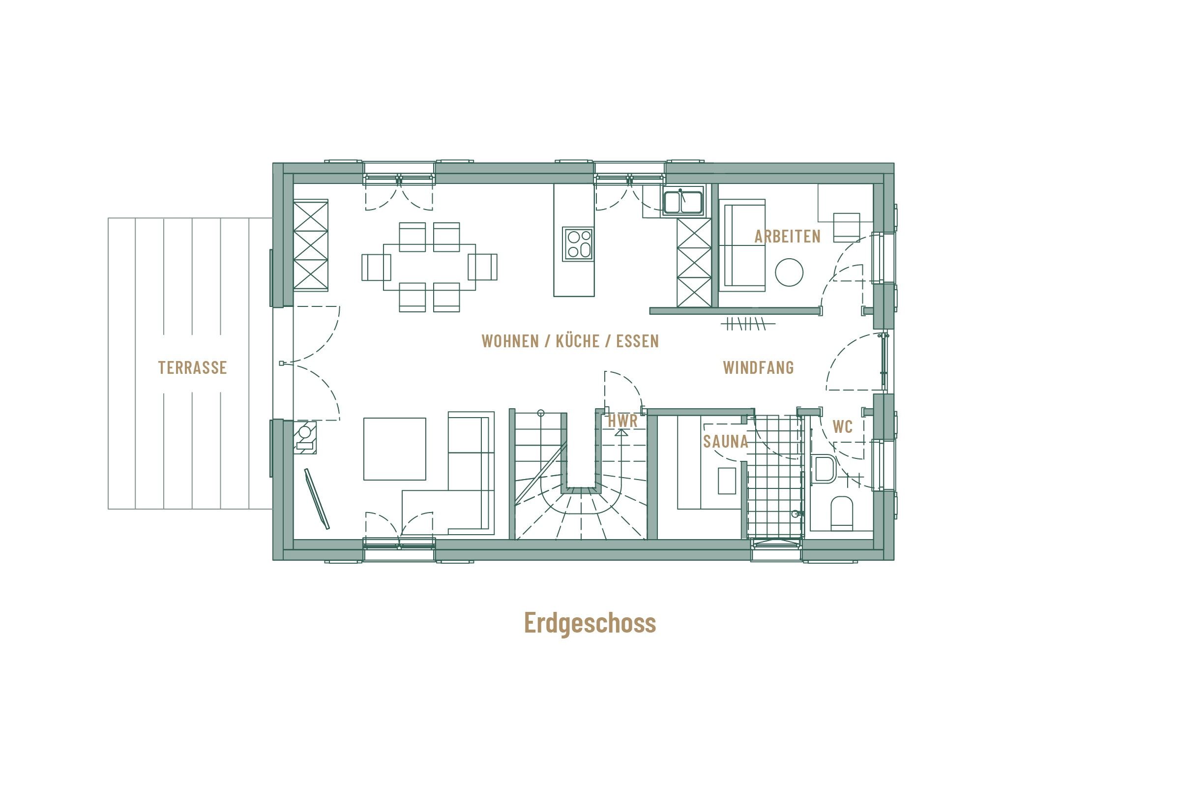 Premium Reetdachvilla mit 3 Schlafzimmern, Sauna und Kamin (E15) - Grundriss