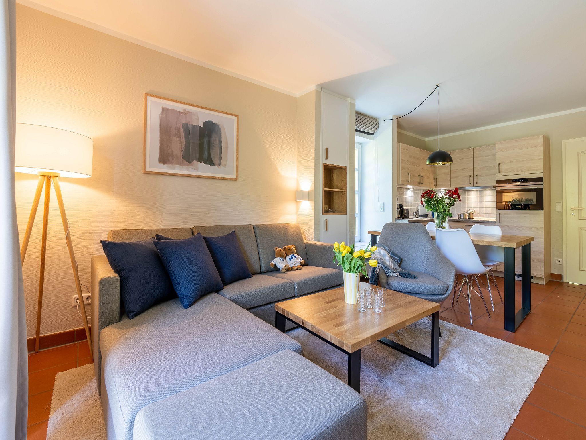 Feriendorf Rugana Komfortplus Ferienwohnung mit 1 Schlafzimmer und Terrasse (B20) Insel Rügen - Wohnzimmer