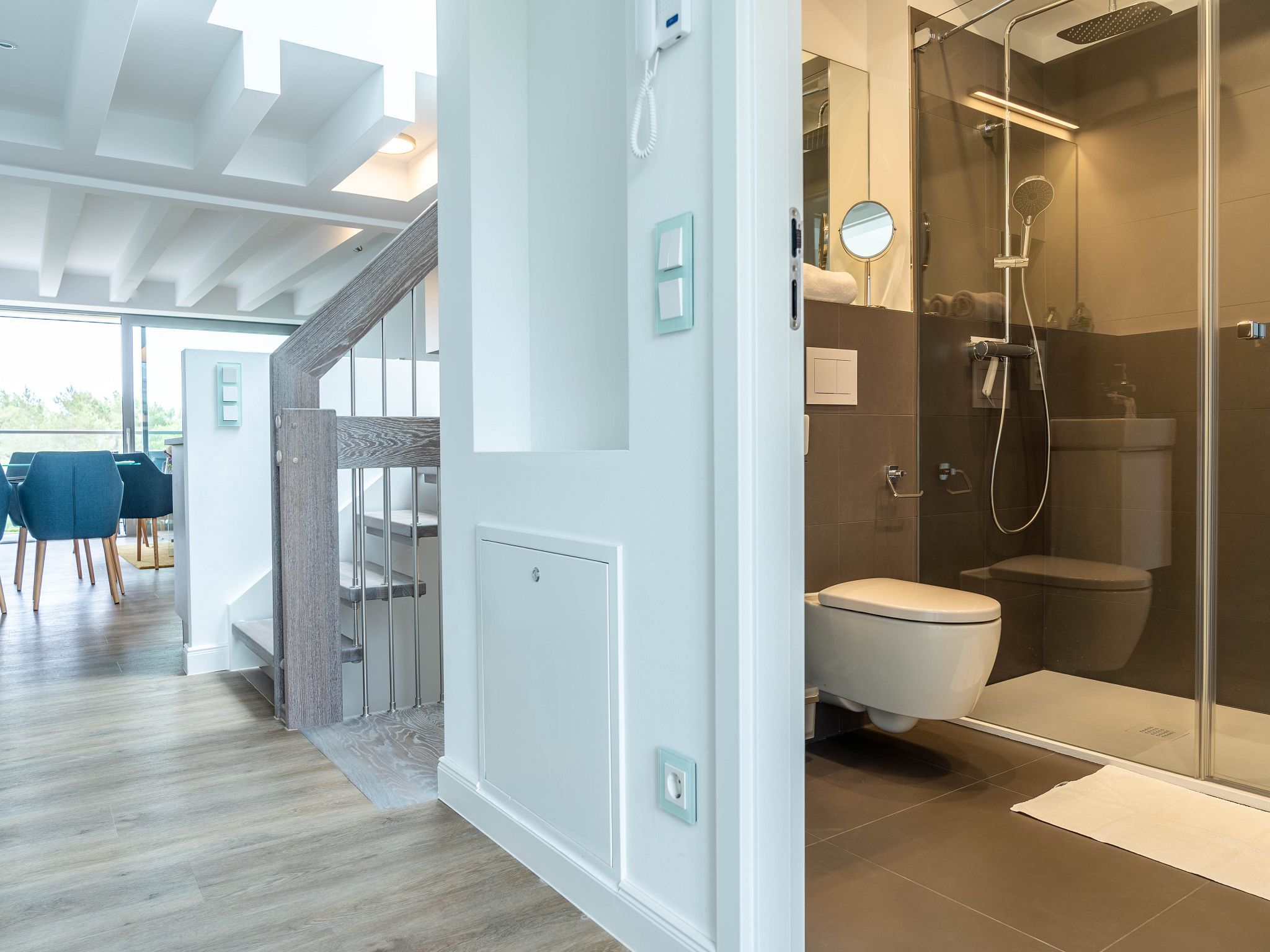 Dünenresidenz Prora SkySuite mit Meerblick und Dachterrasse, 2 Schlafzimmer (B3/5.2) Insel Rügen - Badezimmer