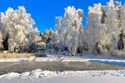  (15) Kristallvilla am See in Schweden - 2 Häuser in einem Paket Smaland - Blick vom Eis auf dem See auf die Kristallvilla