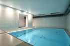  Nordland Appartements Wohnung Aerö Wyk auf Föhr - Das Schwimmbad verfügt über eine Gegenstromanlage, seitliche Massagedüsen und eine Mittelfontäne.