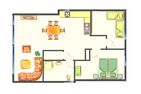 Uns Schilfhus App. Atelier mit großen Balkon und nur 100 m zum Strand Heringsdorf - Grundriss