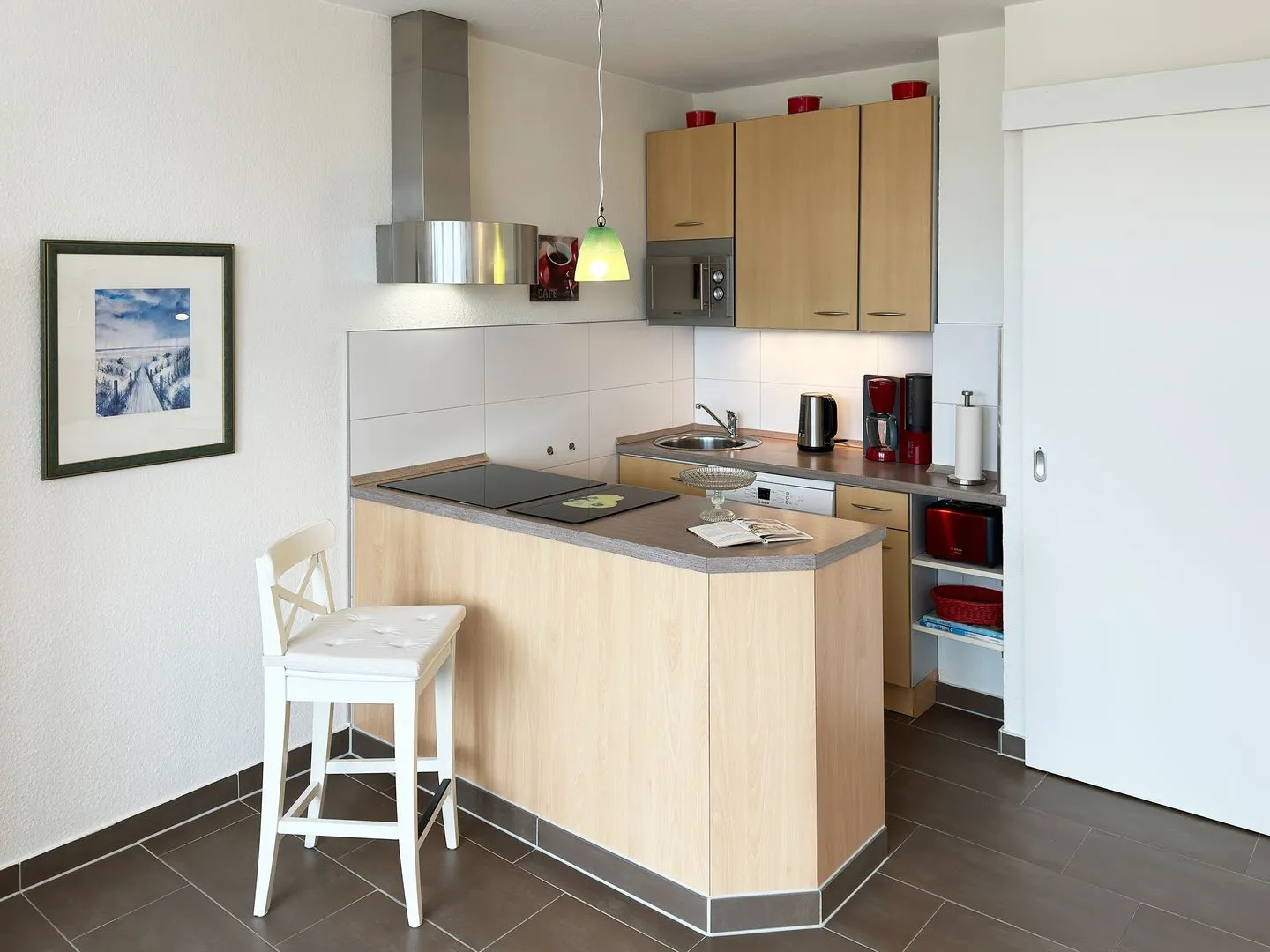 Haus Nordenlicht Ferienwohnung Watt'n Blick Wittdün auf Amrum - Offene Küche in der Ferienwohnung Watt'n Blick in Wittdün auf Amrum