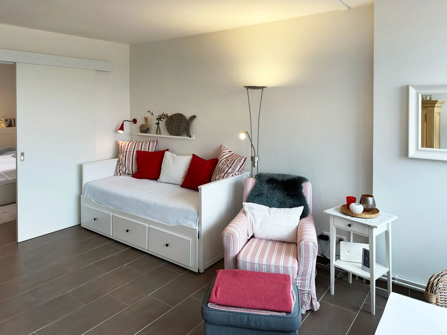 Haus Nordenlicht Ferienwohnung Watt'n Blick Wittdün auf Amrum - Wohnzimmer der Ferienwohnung Watt'n Blick in Wittdün auf Amrum
