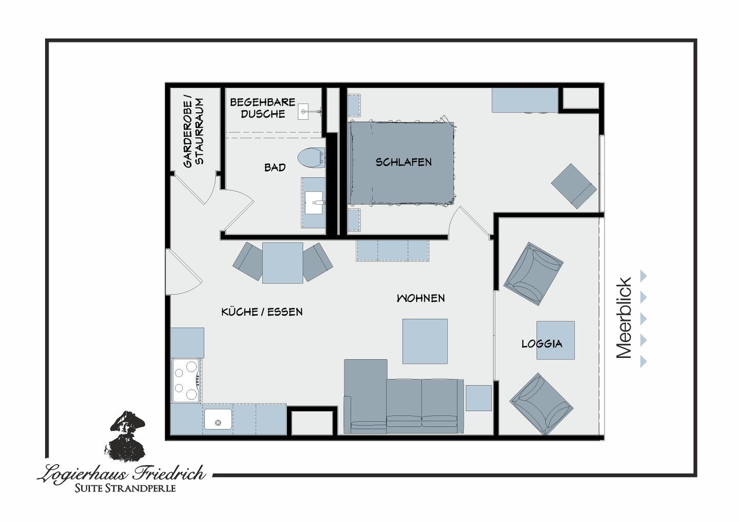 Logierhaus Friedrich WE 6 - "Strandperle" Ostseeheilbad Zingst - Grundriss der Wohnung