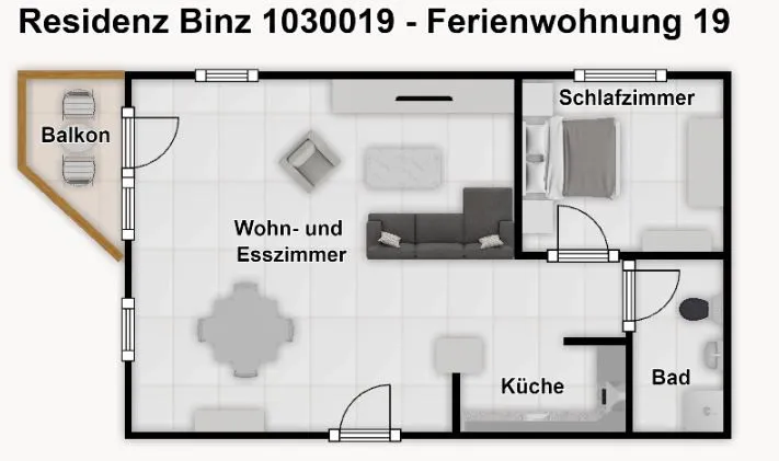 Residenz Binz Ferienwohnung 19 Rügen - Binz - Grundriss