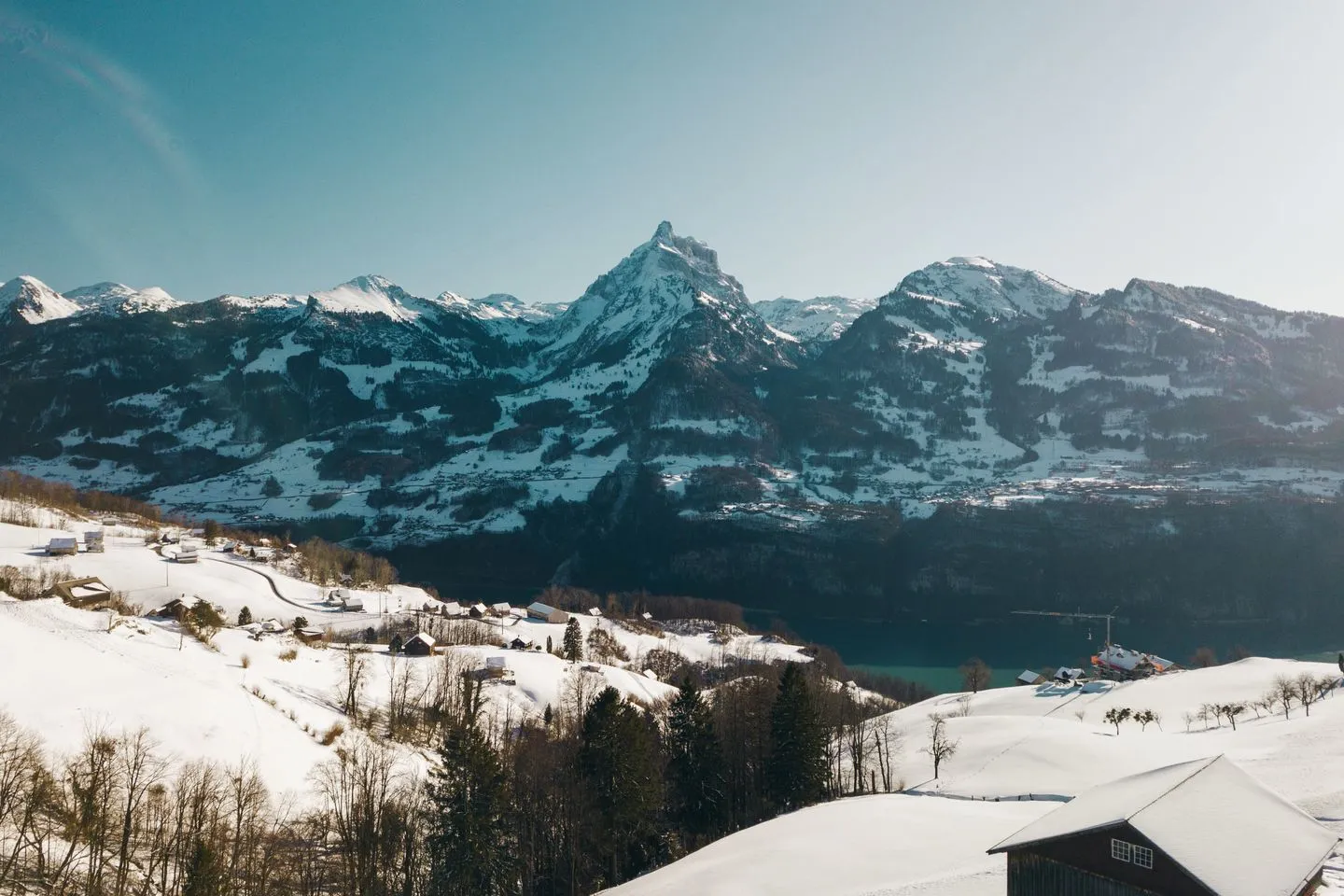 Apartment Brugg Amden - View of the mountains in winter