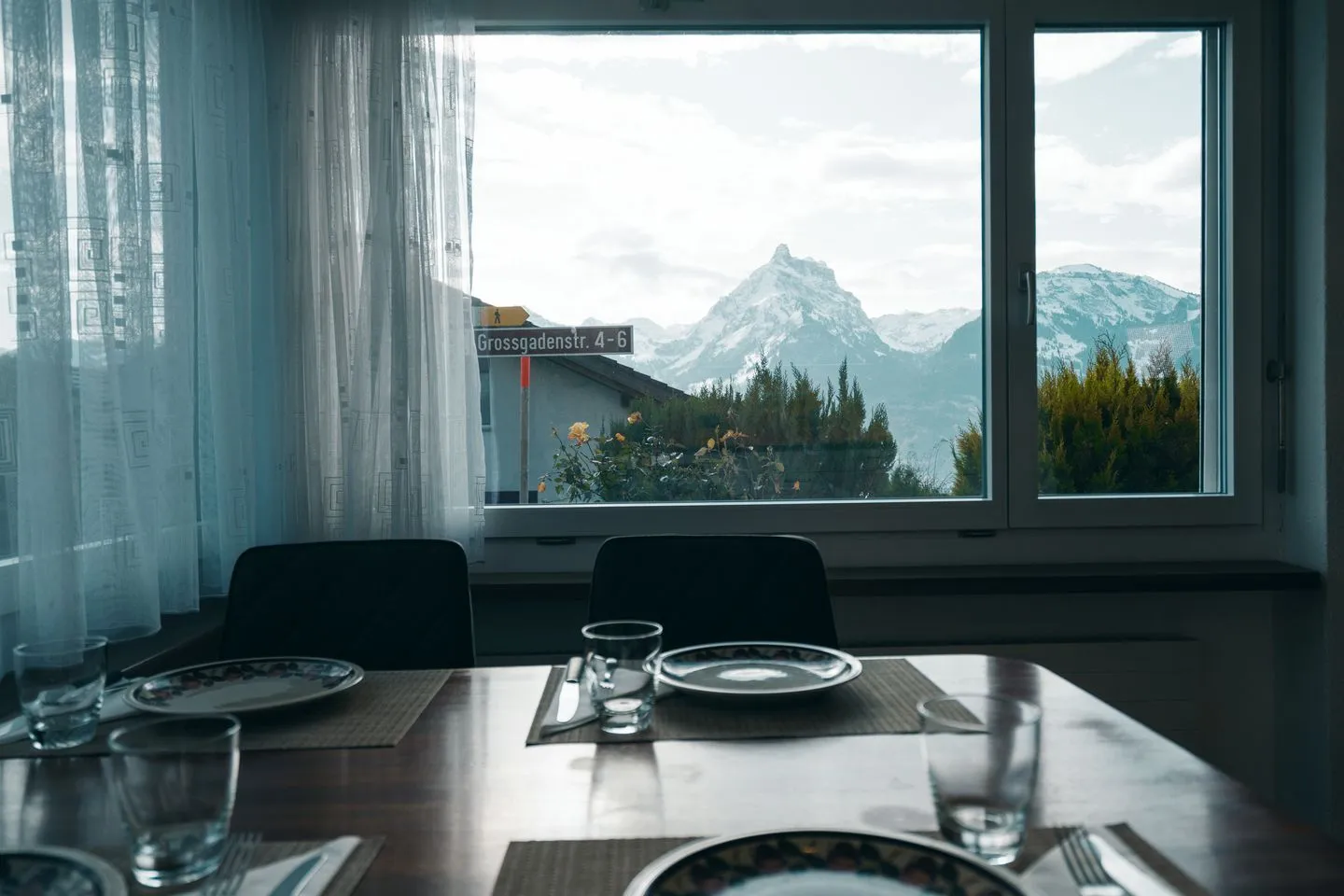 Apartment Im Aeschen Amden - From the dining table you can enjoy a view of the Mürtschenstock mountain