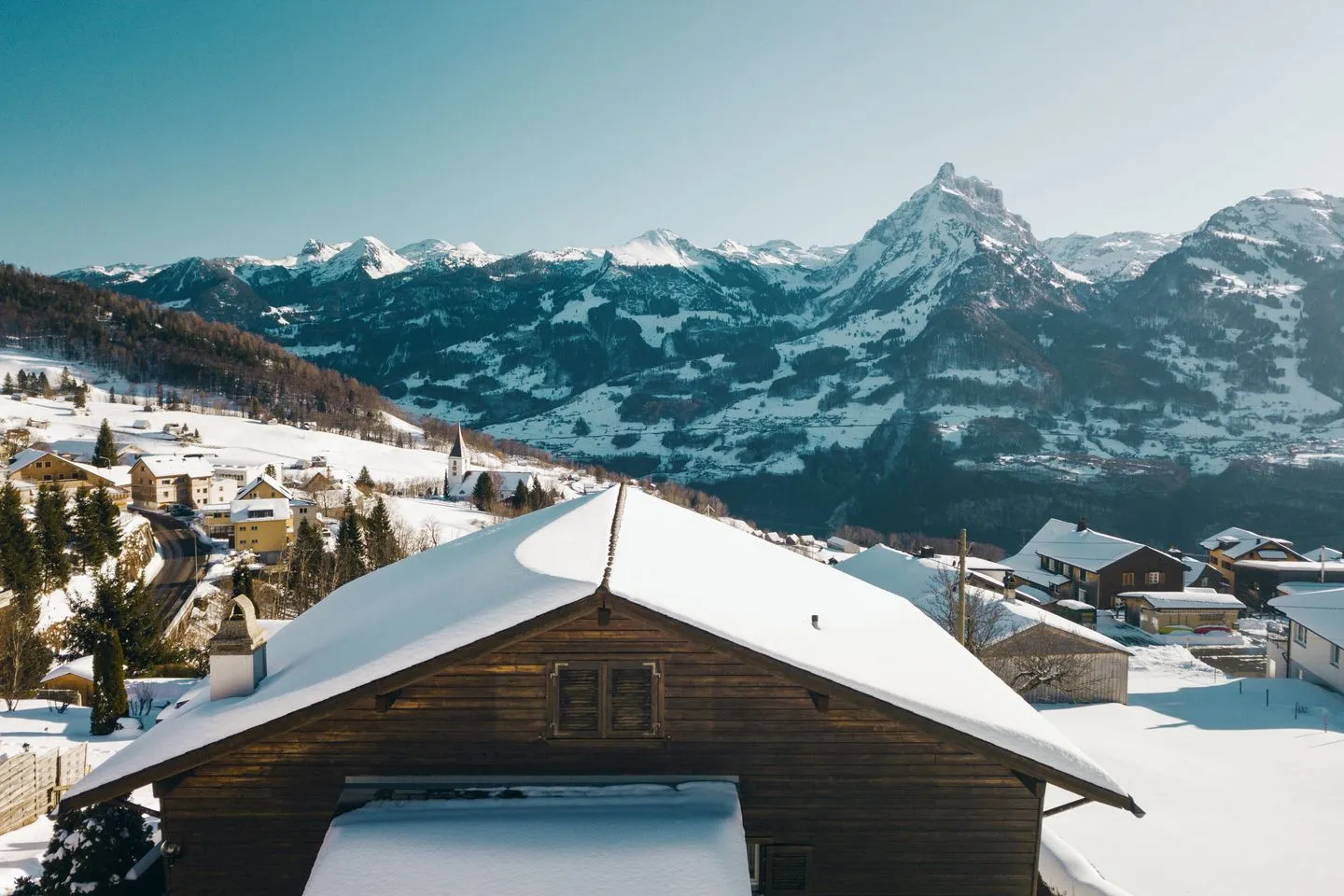 Chalet Biodola Amden - Aussicht auf die Berge und Walensee