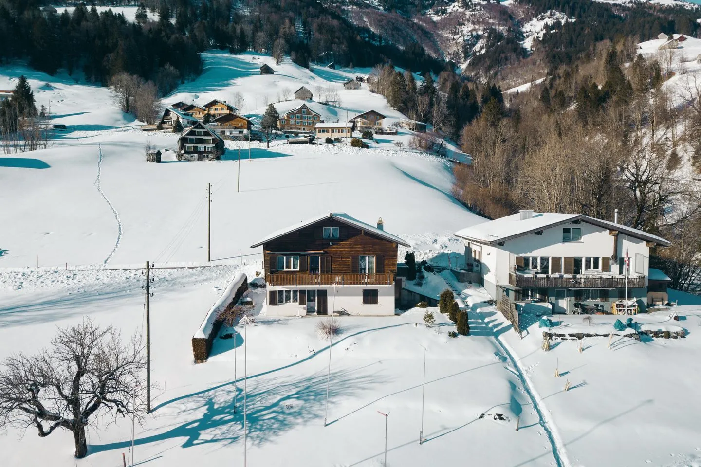 Chalet Biodola Amden - Hausansicht im Winter