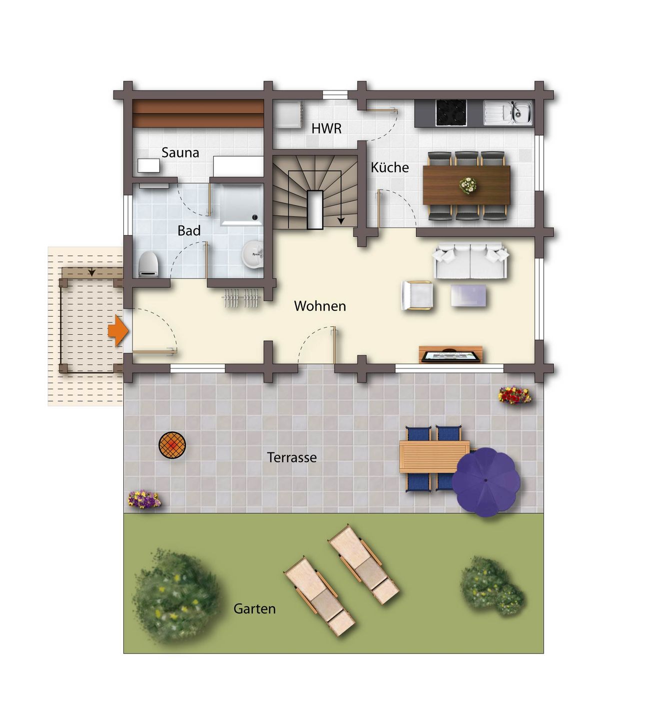  Blockhaus Leif Eriksson - 2. Reihe Meerblick Sassnitz - Grundriss