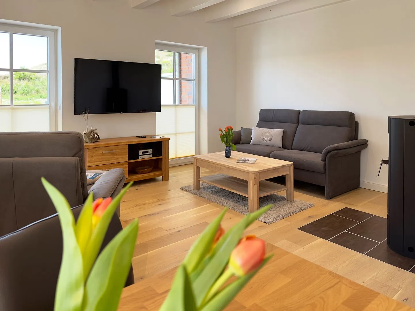 Haus Dünenperle Ferienwohnung "Dünengras" Wittdün auf Amrum - Wohnzimmer