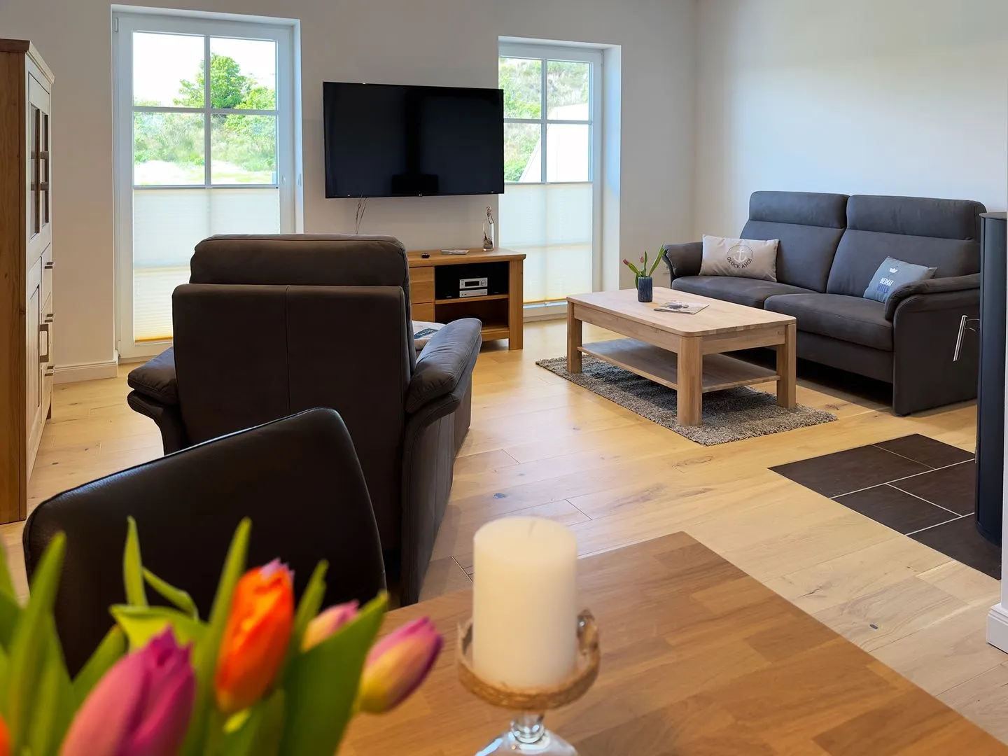 Haus Dünenperle Ferienwohnung "Wanderdüne" Wittdün auf Amrum - Wohnzimmer