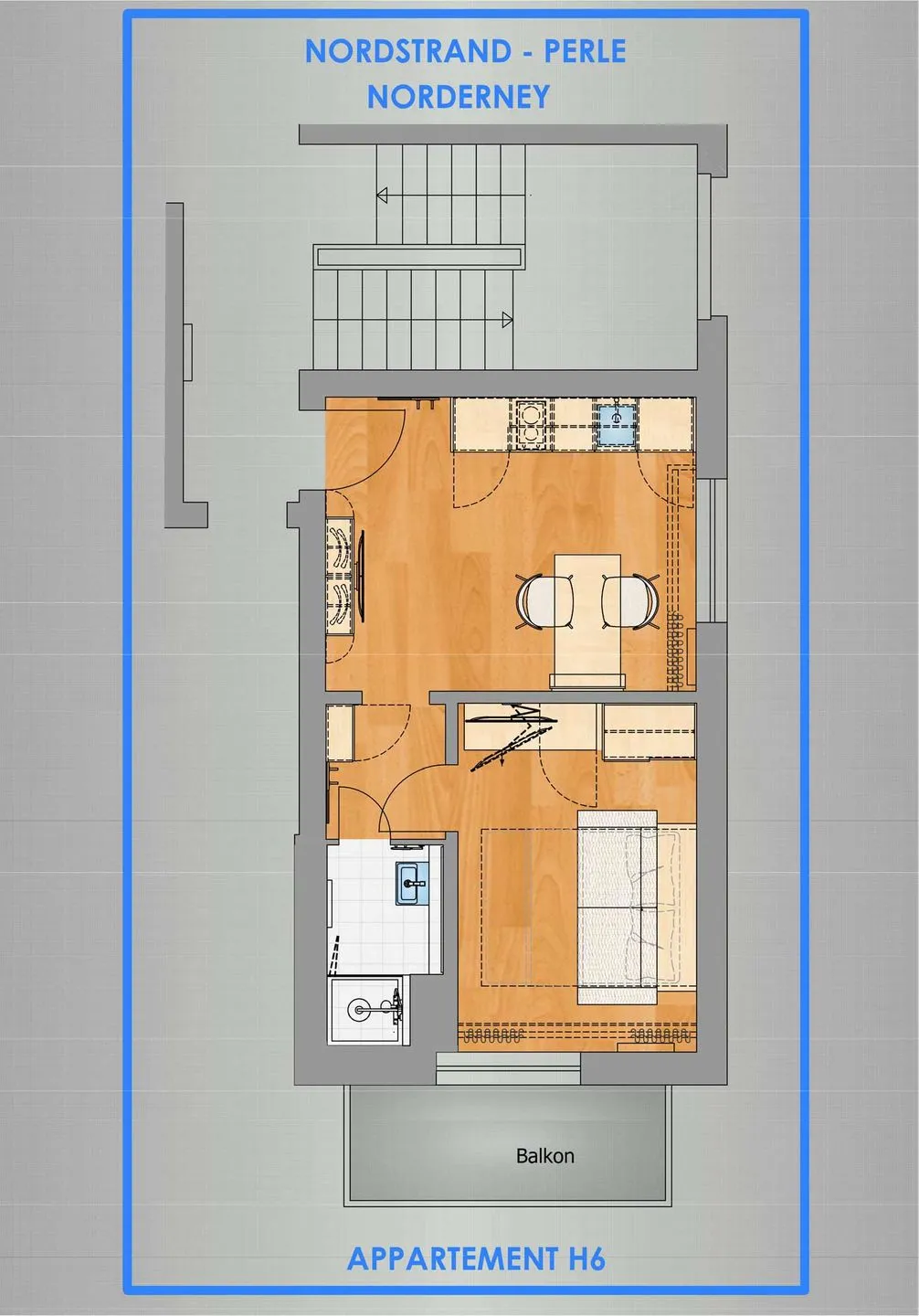 Nordstrandperle Ap. H6 Norderney Nordsee - Grundriss