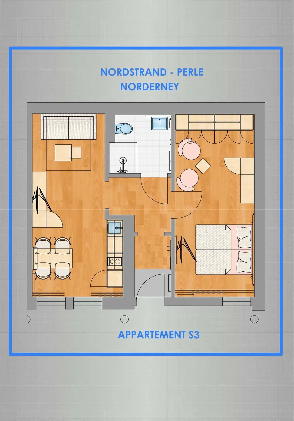 Nordstrandperle Ap. S3 Norderney Nordsee - Grundriss