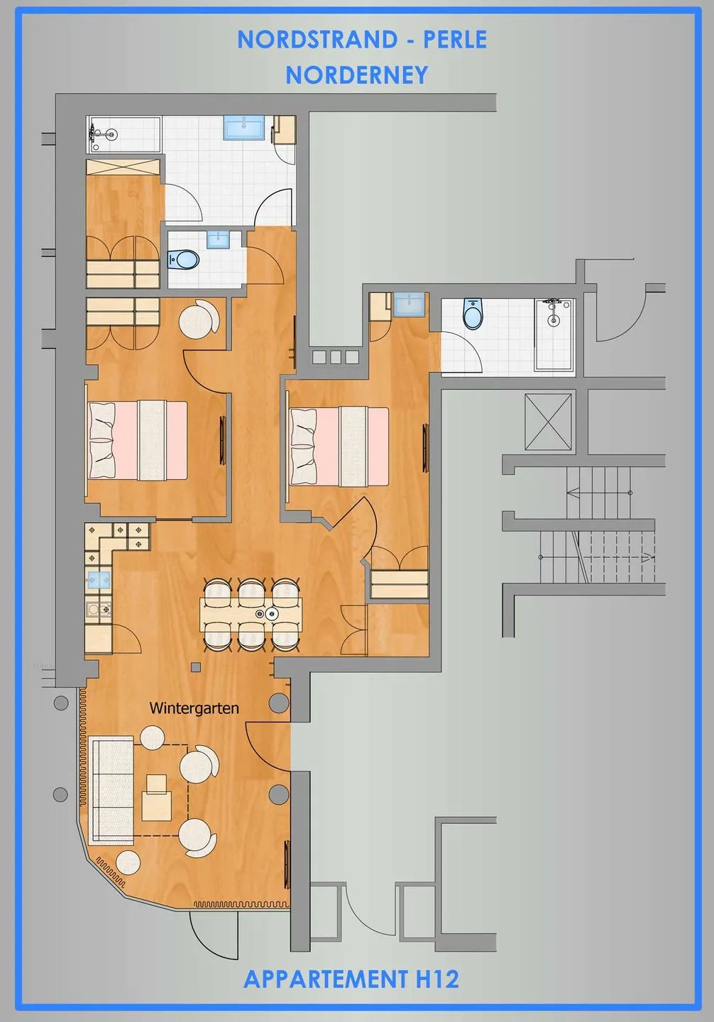 Nordstrandperle Ap. H12 Norderney Nordsee - Grundriss