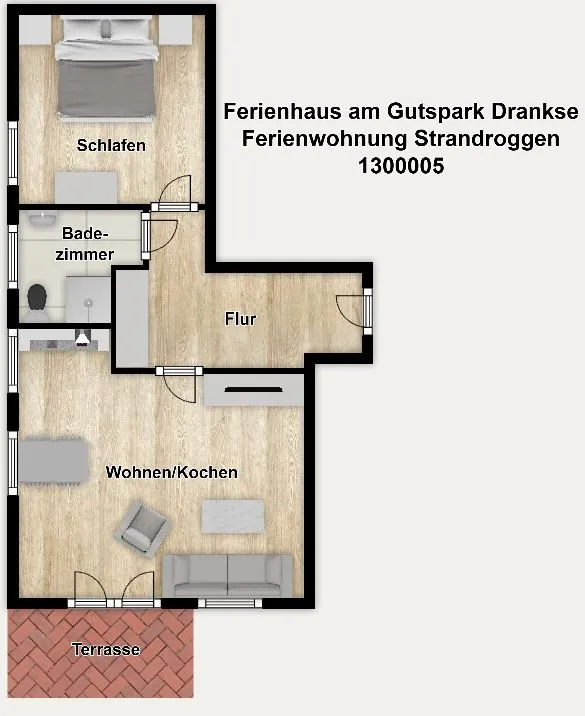 Ferienhaus am Gutspark Dranske Ferienwohnung Strandroggen Rügen - Dranske - Grundriss