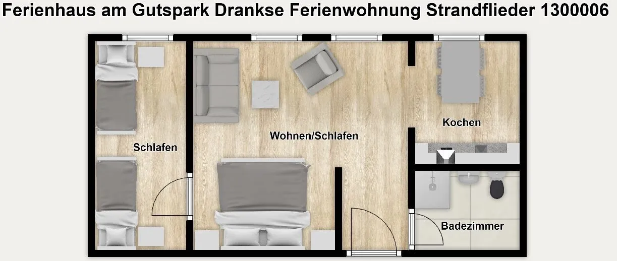 Ferienhaus am Gutspark Dranske Ferienwohnung Strandflieder Rügen - Dranske - Grundriss