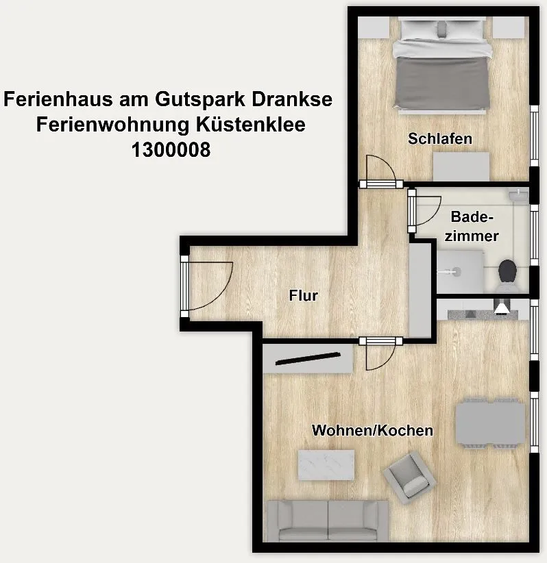 Ferienhaus am Gutspark Dranske Ferienwohnung Küstenklee Rügen - Dranske - Grundriss