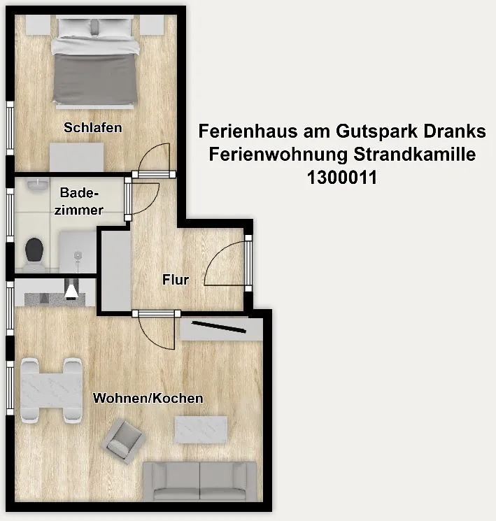 Ferienhaus am Gutspark Dranske Ferienwohnung Strandkamille Rügen - Dranske - Grundriss