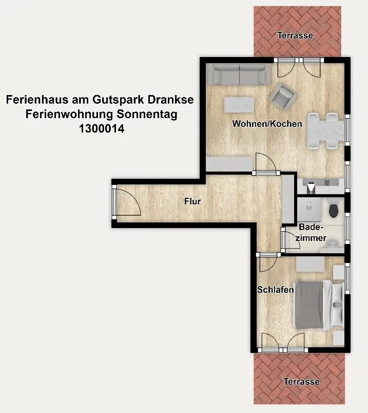 Ferienhaus am Gutspark Dranske Ferienwohnung Sonnentag Rügen - Dranske - Grundriss