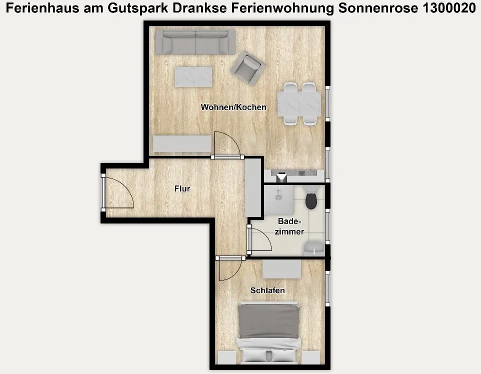 Ferienhaus am Gutspark Dranske Ferienwohnung Sonnenrose Rügen - Dranske - Grundriss