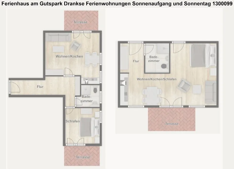 Ferienhaus am Gutspark Dranske Ferienwohnungen Sonnenaufgang und Sonnentag Rügen - Dranske - Grundriss