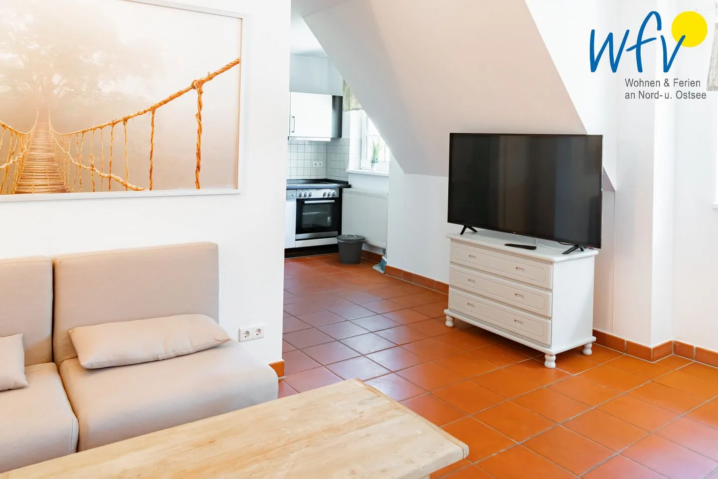 Ferienhaus am Gutspark Dranske Ferienwohnung Seegras Rügen - Dranske - Wohnzimmer