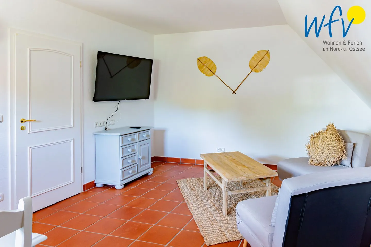 Ferienhaus am Gutspark Dranske Ferienwohnung Strandkamille Rügen - Dranske - Wohnzimmer