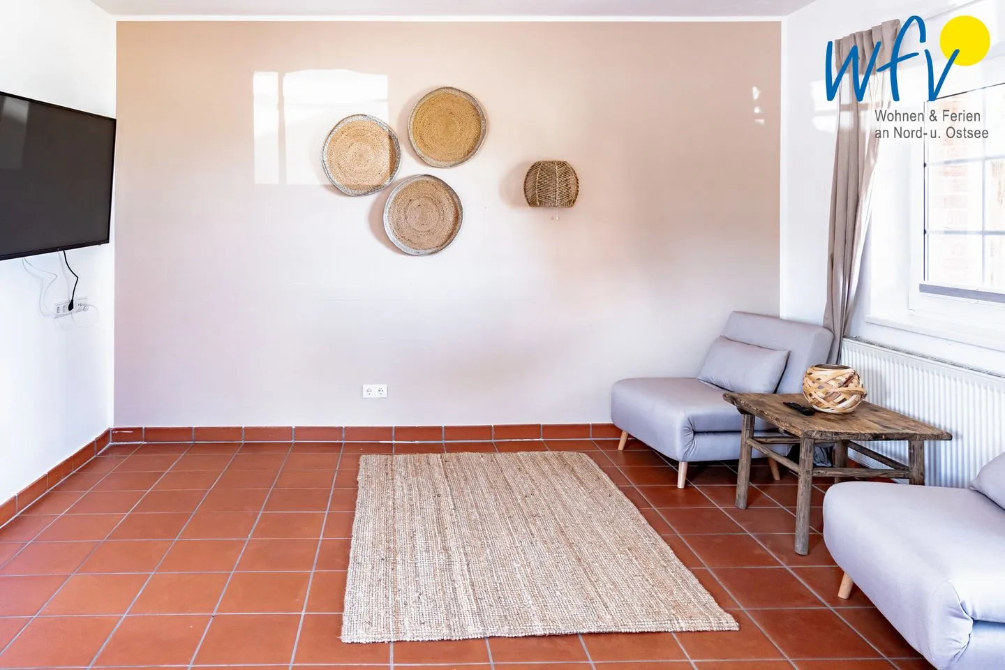 Ferienhaus am Gutspark Dranske Ferienwohnung Strandroggen Rügen - Dranske - Wohnzimmer