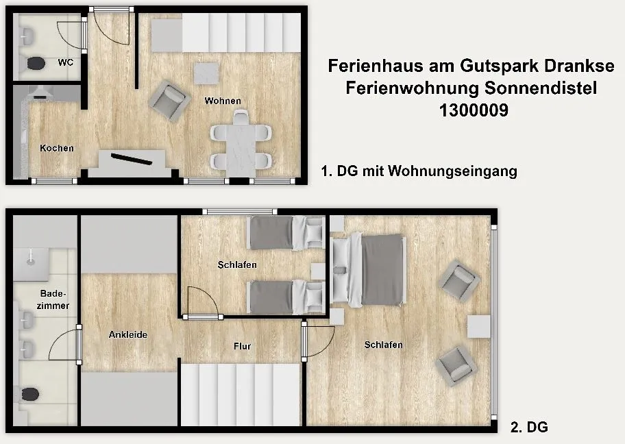 Ferienhaus am Gutspark Dranske Ferienwohnung Sonnendistel Rügen - Dranske - Grundriss