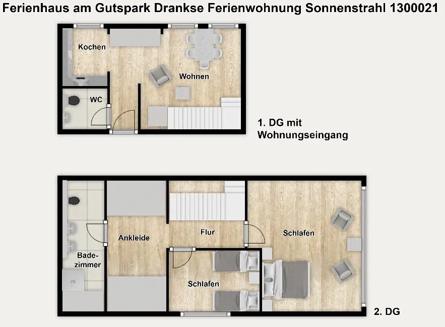 Ferienhaus am Gutspark Dranske Ferienwohnung Sonnenstrahl Rügen - Dranske - Grundriss
