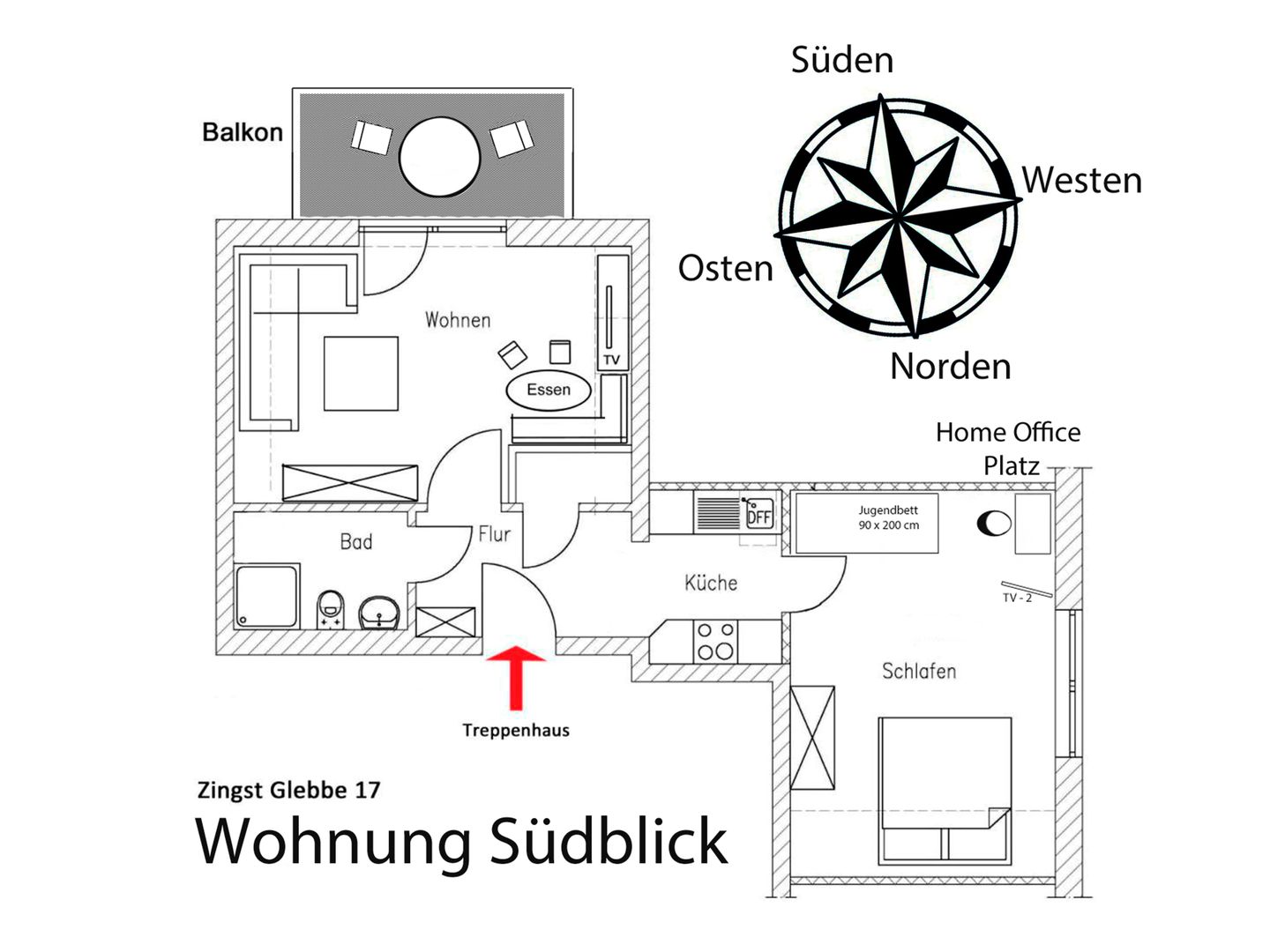  Glebbe 17 - Wohnung Südblick Ostseeheilbad Zingst - Grundriss