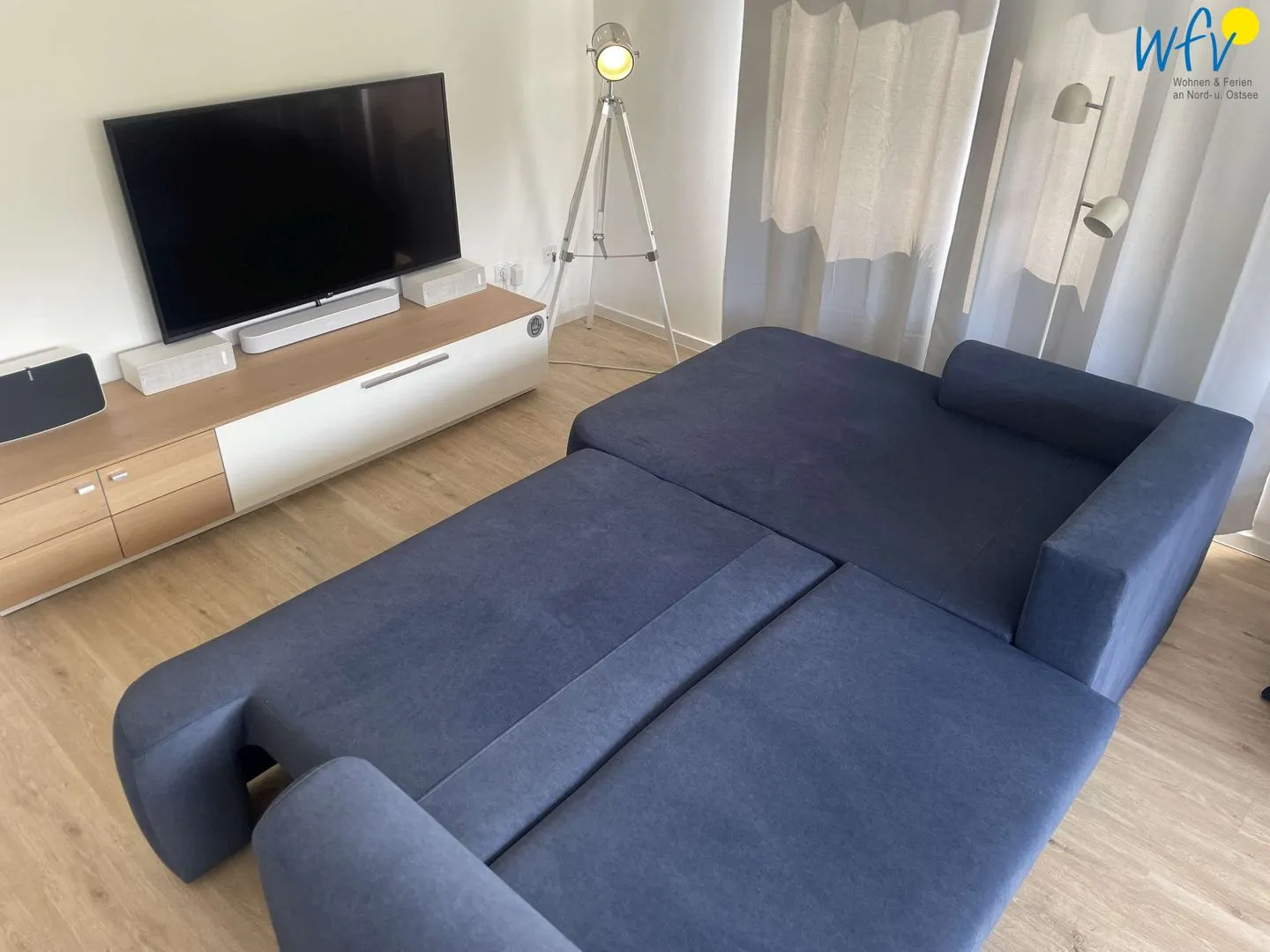 Haus Panorama Ferienwohnung 9 Wangerooge - Schlafmöglichkeiten im Wohnzimmer