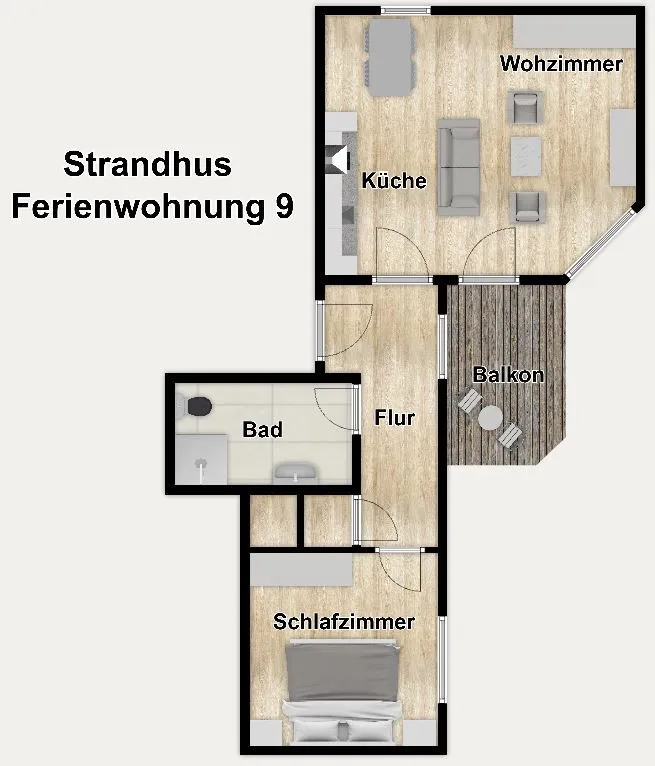 Strandhus Ferienwohnung 9 Borkum - Grundriss