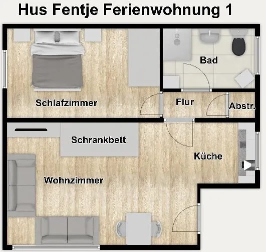 Hus Fentje Ferienwohnung 1 Borkum - Grundriss