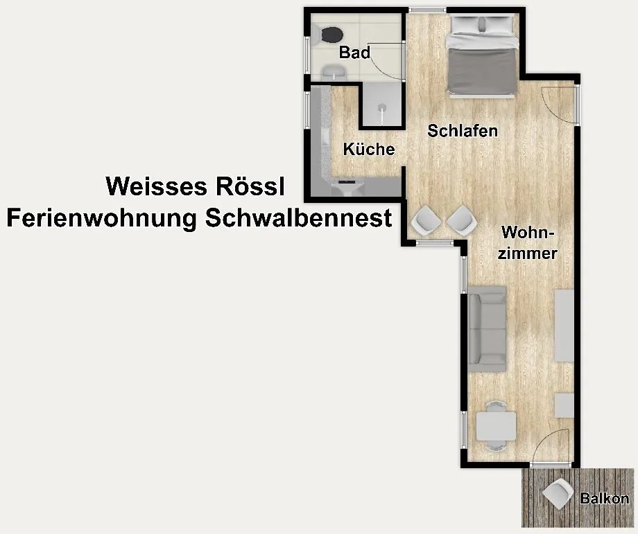 Weisses Rössl Ferienwohnung Schwalbennest Rügen - Binz - Grundriss