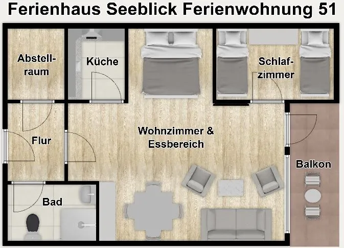 Ferienhaus Seeblick Ferienwohnung 51 Borkum - Grundriss