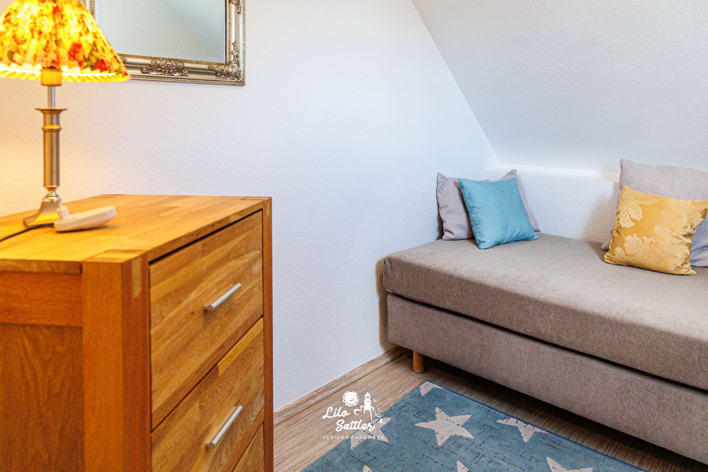 Ferienhaus Seehus21 Schlafzimmer mit Schlafcouch