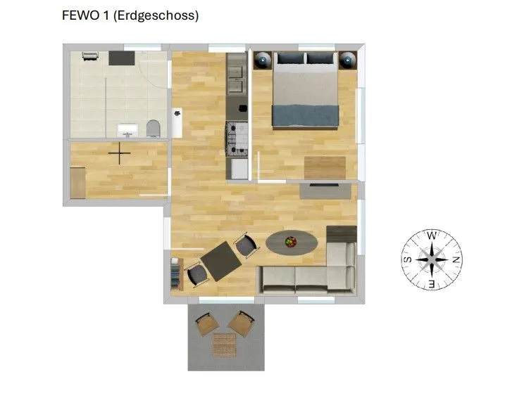 Haus Likedeeler Ferienwohnung 1 Wangerooge - Grundriss