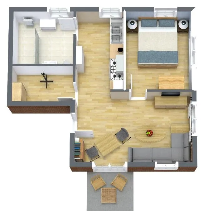 Haus Likedeeler Ferienwohnung 1 Wangerooge - 3-D-Ansicht