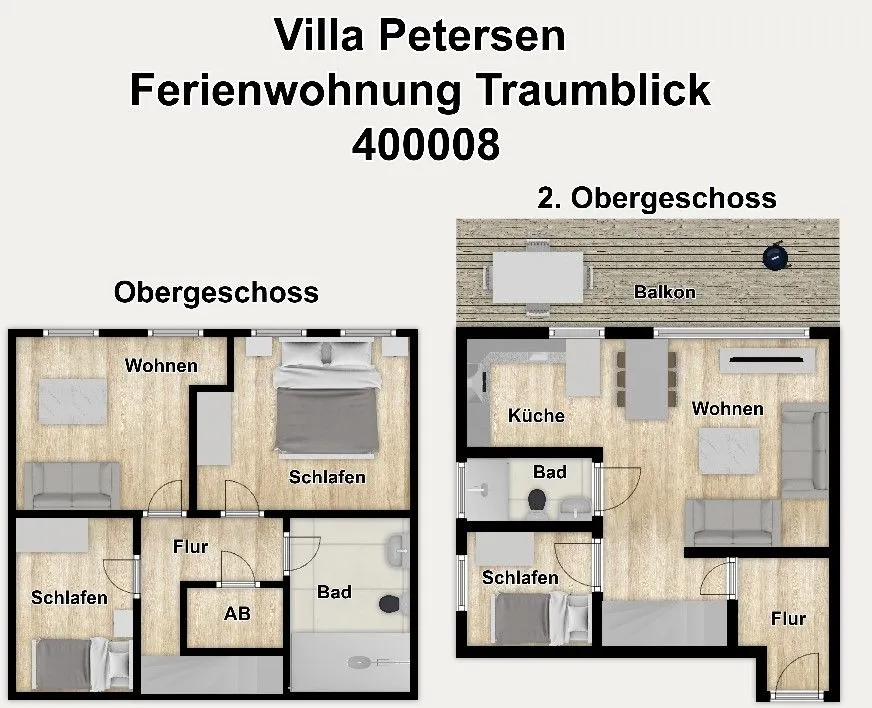 Villa Petersen Ferienwohnung Traumblick Wangerooge - Grundriss